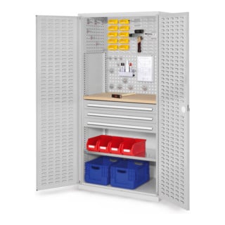 Kappes Schubladenschrank RasterPlan RAL 7035 Mod. 25 Tür innen Schlitzplatten