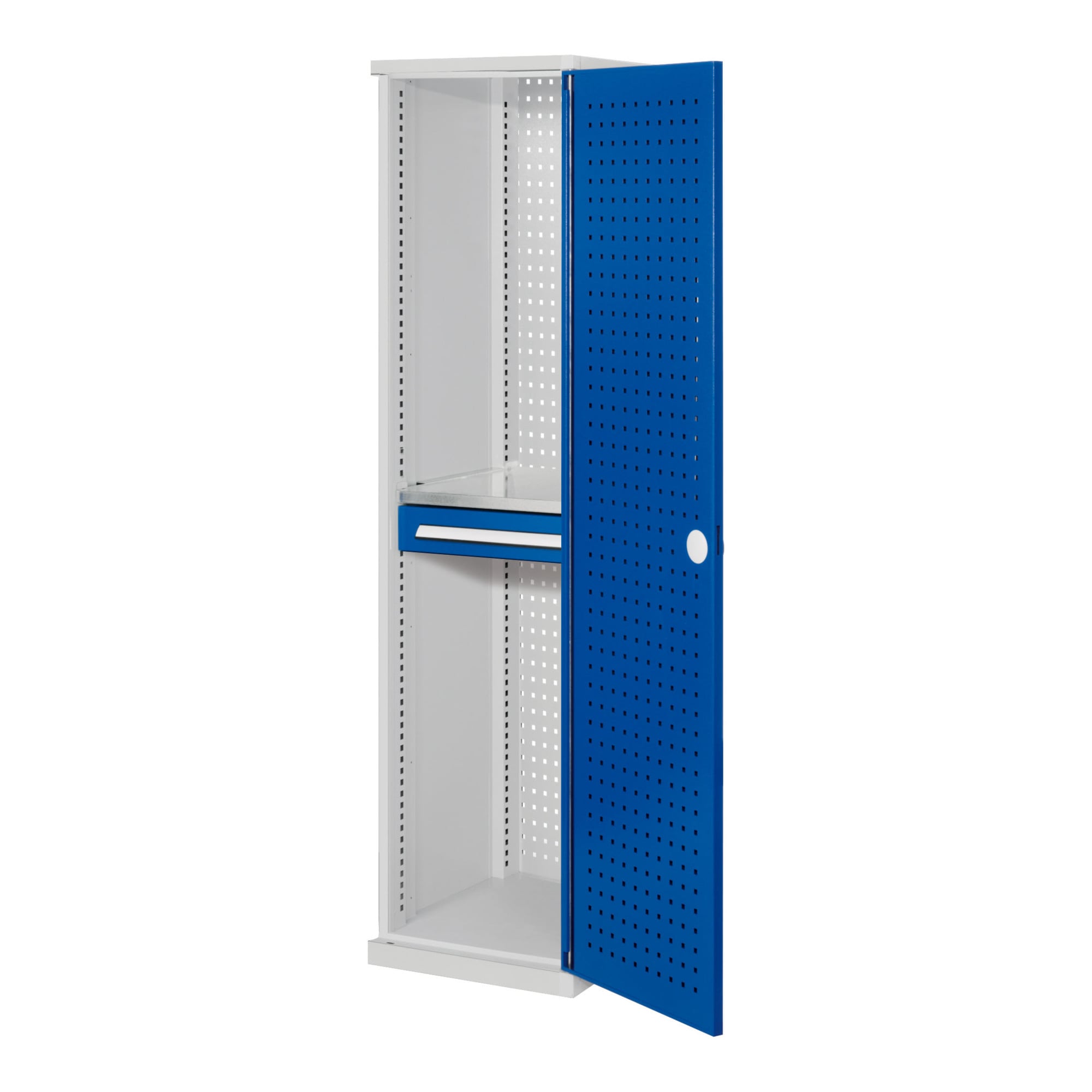 Kappes Schubladenschrank RasterPlan schmal RAL 7035/5010 Mod. 3 Lochplattentür