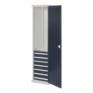 Kappes Schubladenschrank RasterPlan schmal RAL 7035/7016 Mod. 5 Lochplattentür