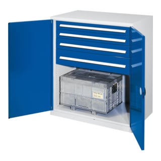 Kappes Schwerlastbeistellschrank Mod. 62 RAL 7035/5010 Doppelwandtüren mit Ausstattung