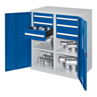 Kappes Schwerlastbeistellschrank Mod. 71 RAL 7035/5010 Vollblechtüren mit Ausstattung