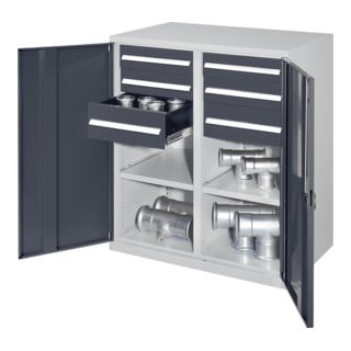 Kappes Schwerlastbeistellschrank Mod. 71 RAL 7035/7016 Vollblechtüren mit Ausstattung