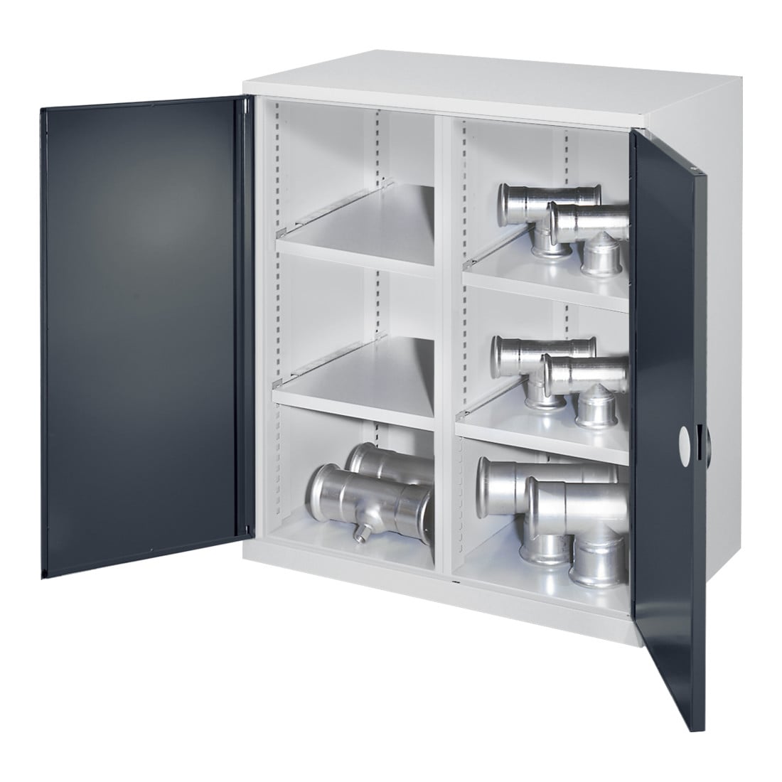 Kappes Schwerlastbeistellschrank Mod. 75 RAL 7035/7016 Doppelwandtüren 4 Fachböden