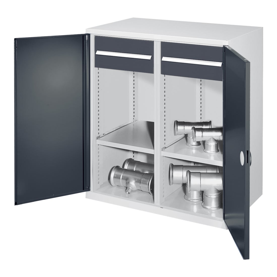 Kappes Schwerlastbeistellschrank Mod. 76 RAL 7035/7016 Doppelwandtüren mit Ausstattung