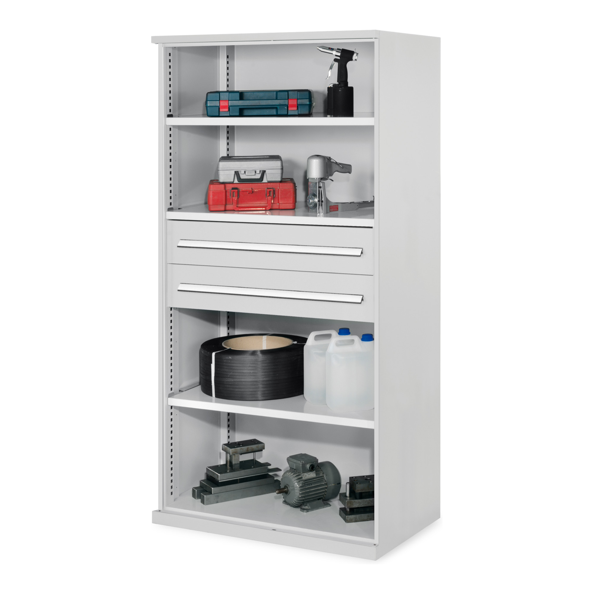 Kappes Schwerlastregal Mod. 42 OMT RAL 7035 3 Fachböden 2 Schubladen