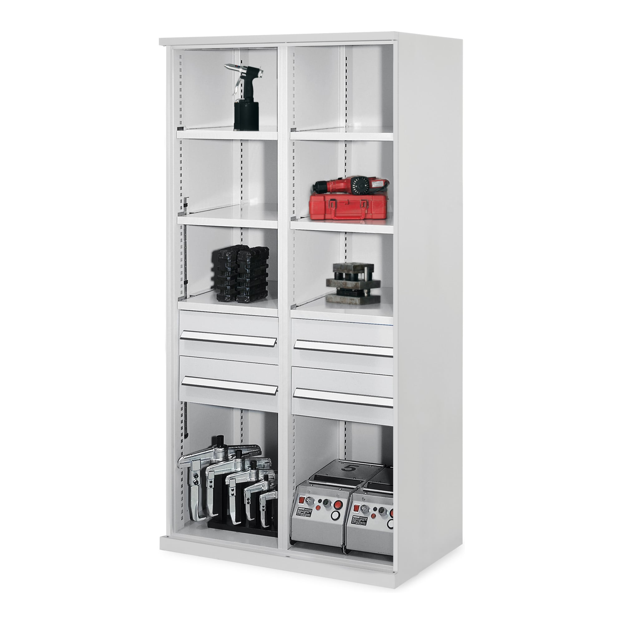 Kappes Schwerlastregal Mod. 52 MMT RAL 7035 4 Schubladen 6 Fachböden