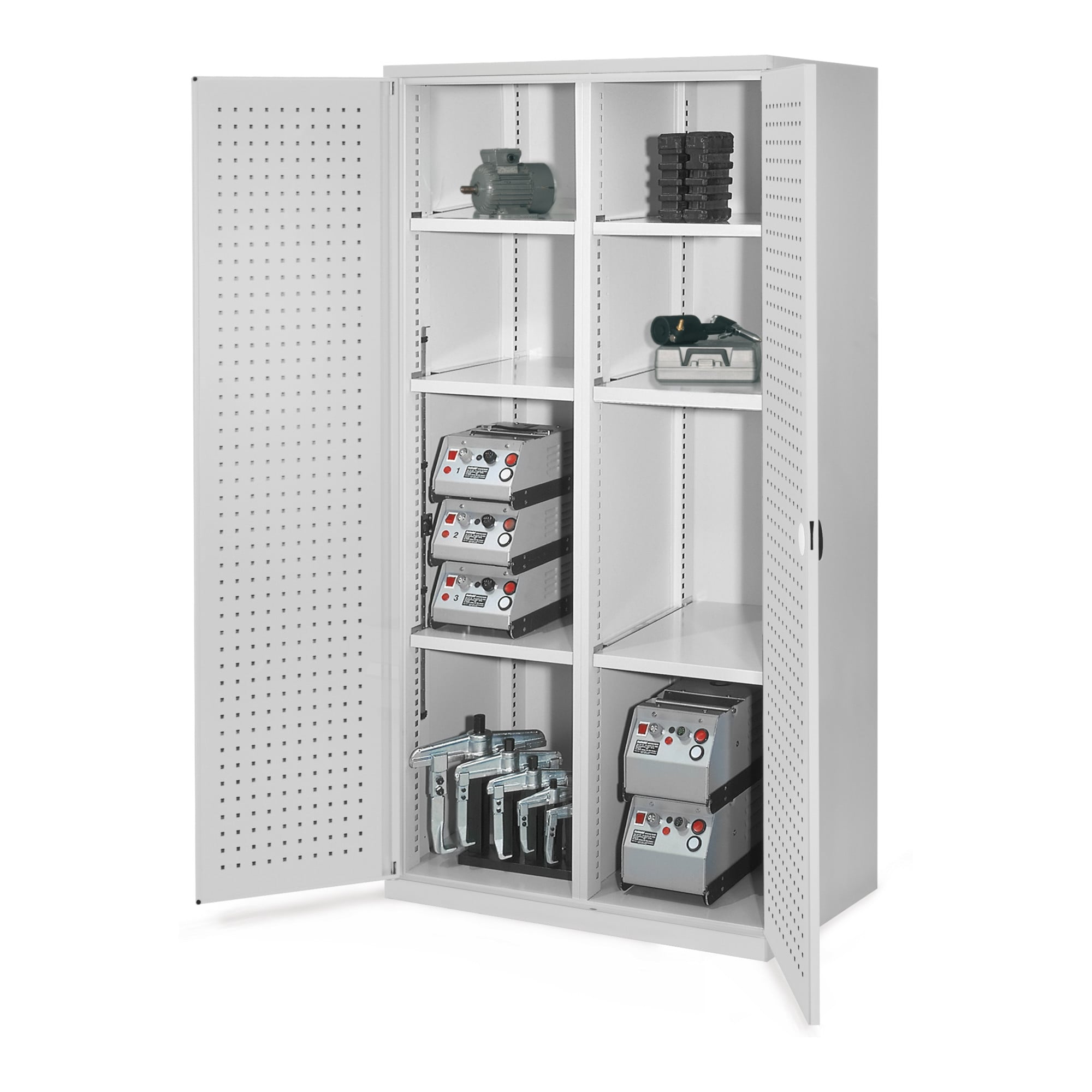 Kappes Schwerlastschrank MMT Mod. 51 RAL 7035 Türen innen Lochplatten