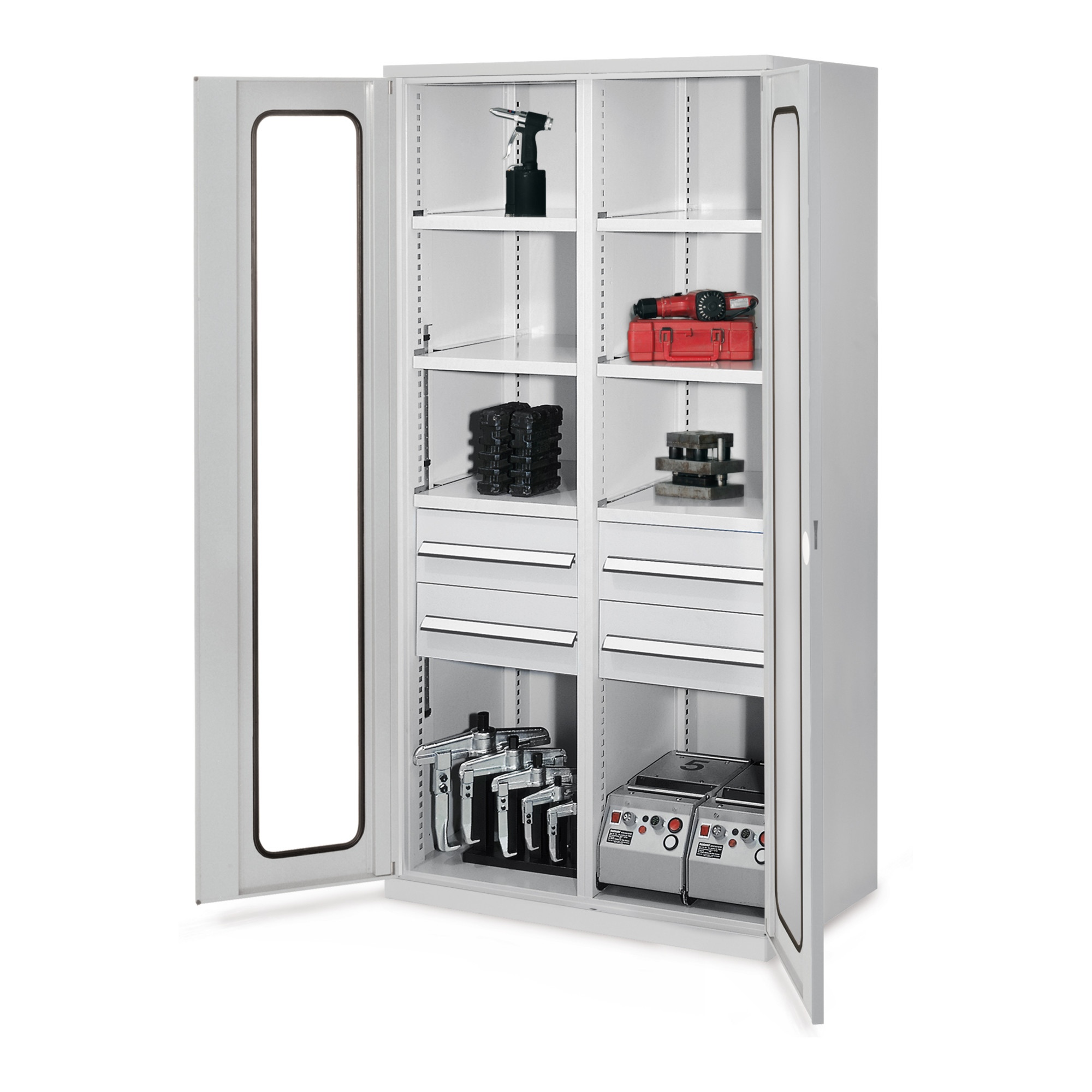 Kappes Schwerlastschrank MMT Mod. 52 RAL 7035 Sichtfenstertüren