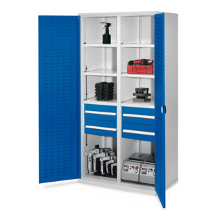Kappes Schwerlastschrank MMT Mod. 52 RAL7035/5010 Türen innen Schlitzplatten