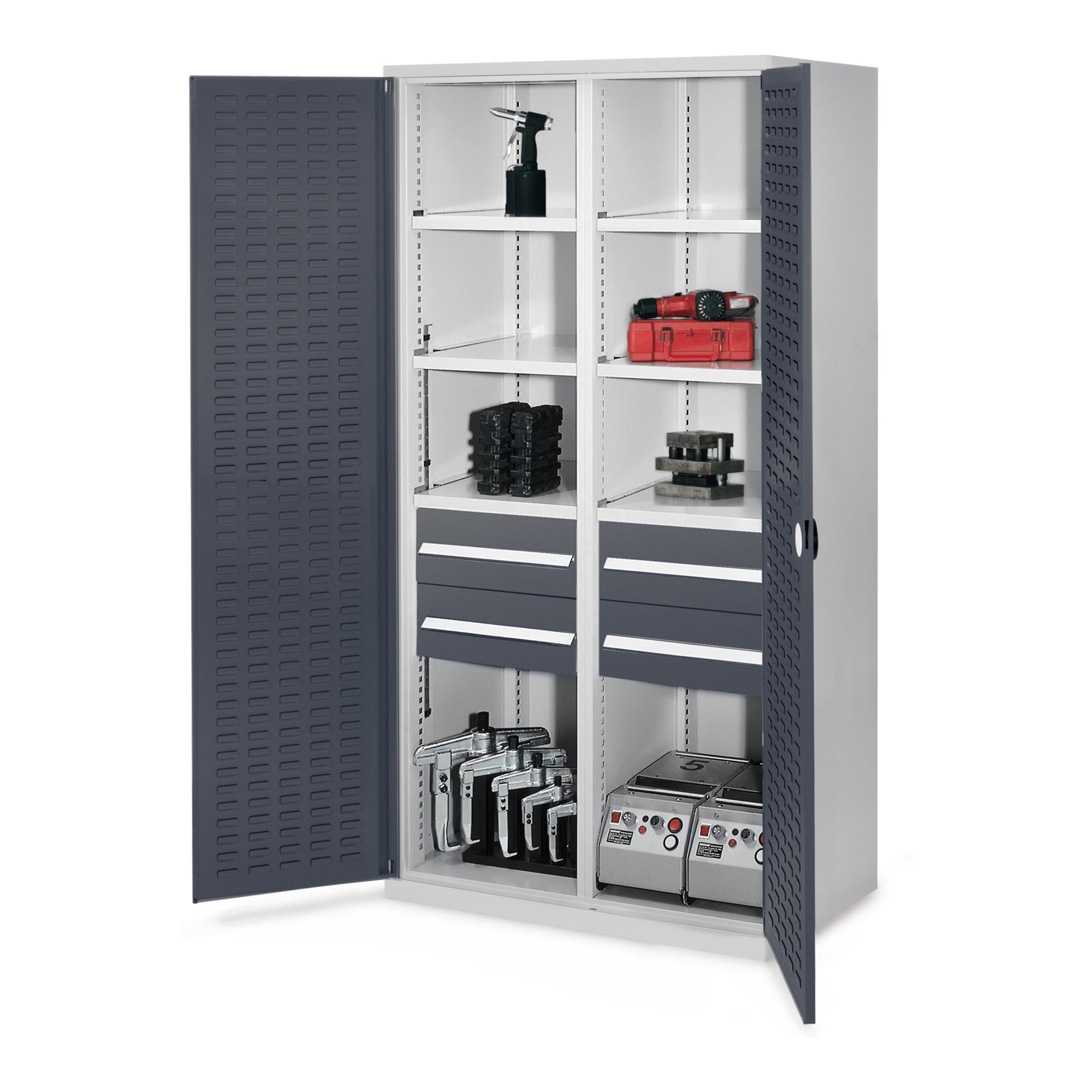 Kappes Schwerlastschrank MMT Mod. 52 RAL7035/7016 Türen innen Schlitzplatten