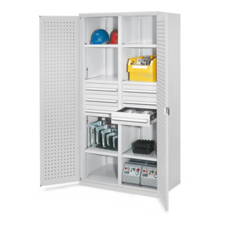 Kappes Schwerlastschrank MMT Mod. 53 RAL 7035 Türen innen Lochplatten
