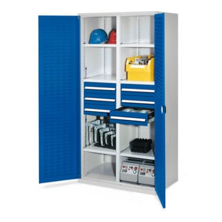 Kappes Schwerlastschrank MMT Mod. 53 RAL7035/5010 Türen innen Schlitzplatten