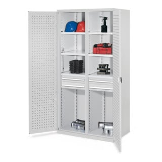 Kappes Schwerlastschrank MMT Mod. 56 RAL 7035 Türen innen Lochplatten