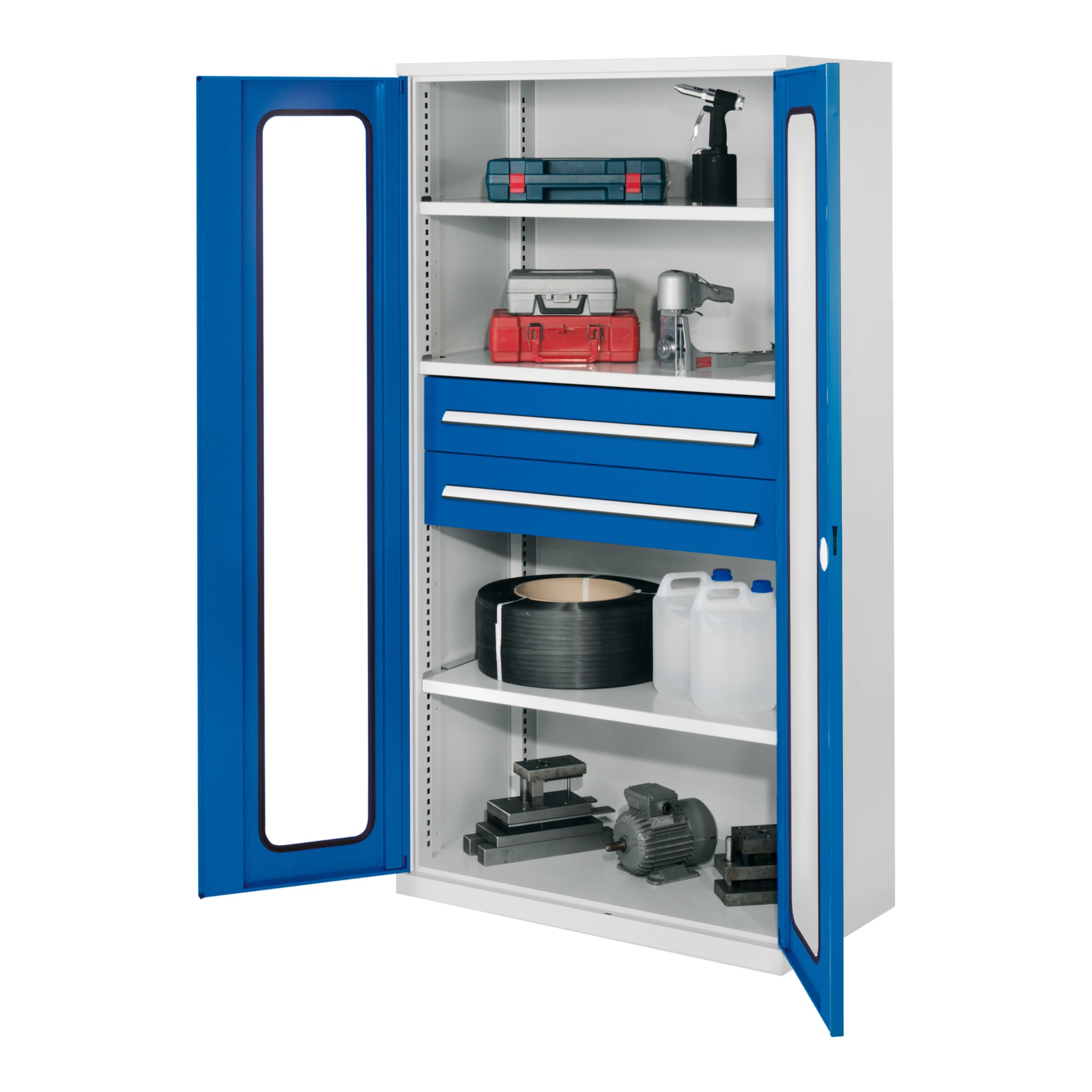 Kappes Schwerlastschrank OMT Mod. 42 RAL7035/5010 Sichtfenstertüren