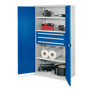 Kappes Schwerlastschrank OMT Mod. 43 RAL 7035/5010 Türen innen Lochplatten