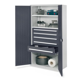 Kappes Schwerlastschrank OMT Mod. 44 RAL 7035/7016 Türen innen Schlitzplatten