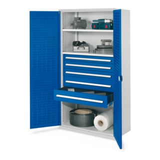 Kappes Schwerlastschrank OMT Mod. 44 RAL7035/5010 Türen innen Schlitzplatten