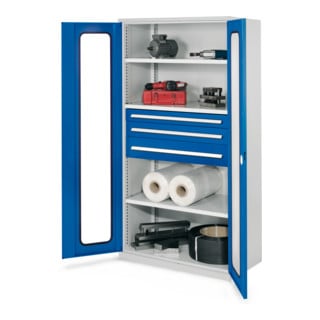 Kappes Schwerlastschrank OMT Mod. 46 RAL 7035/5010 Sichtfenstertürenn
