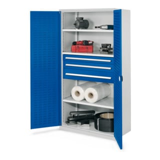 Kappes Schwerlastschrank OMT Mod. 46 RAL 7035/5010 Türen innen Schlitzplatten