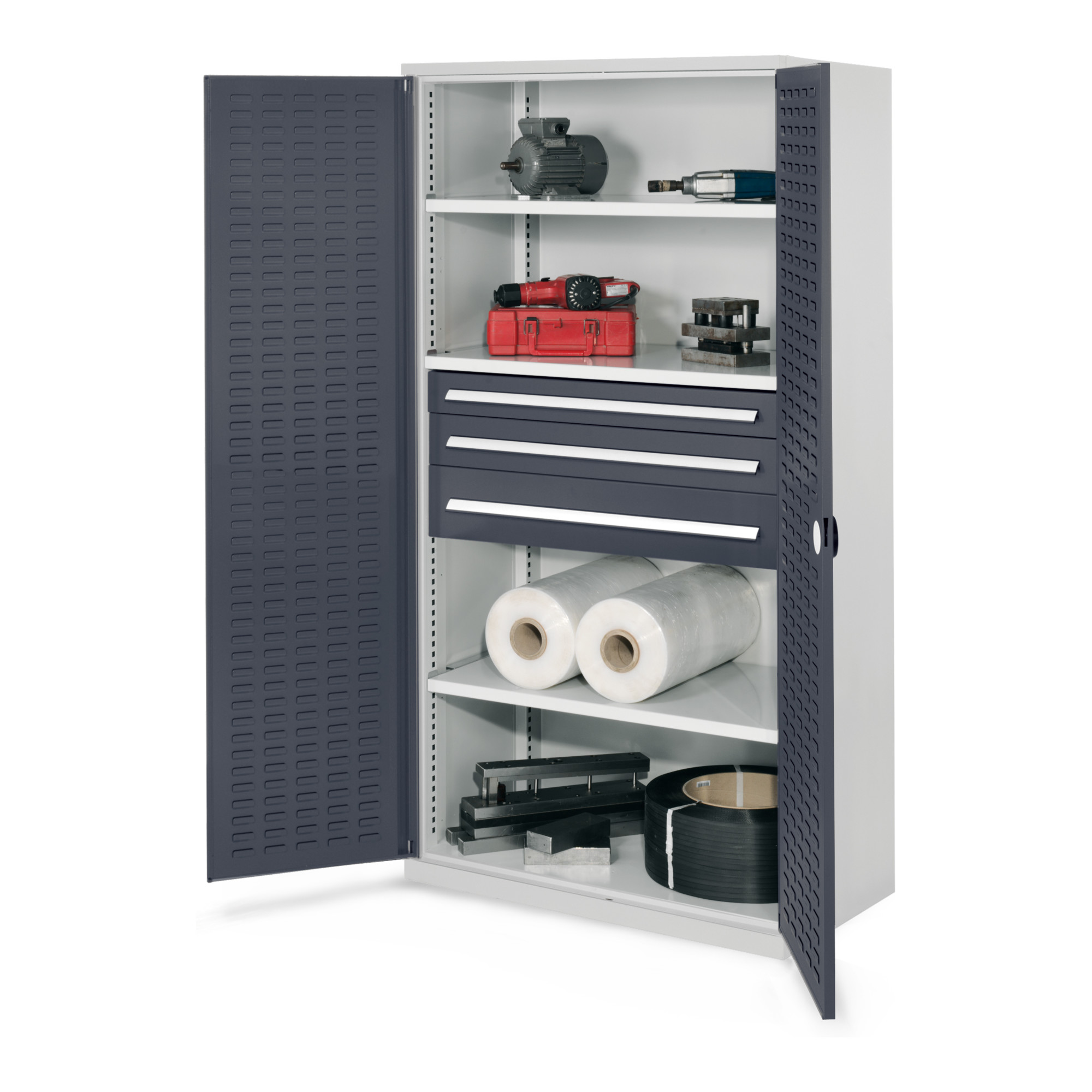 Kappes Schwerlastschrank OMT Mod. 46 RAL 7035/7016 Türen innen Schlitzplatten