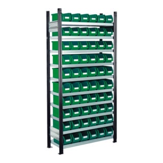 Kappes Steckregal RasterPlan mit Lagersichtkästen Mod. 10 2000 x 1000 x 300 mm GF RAL 7016