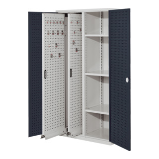 Kappes Vertikalschrank RasterPlan Mod. 80 RAL 7035/7016 Tür innen Lochplatten mit Ausstattung