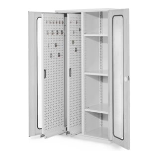 Kappes Vertikalschrank RasterPlan Mod. 80 RAL 7035 Sichtfenstertür mit Ausstattung