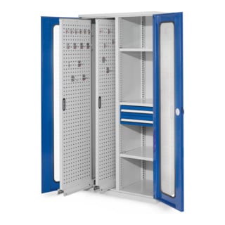 Kappes Vertikalschrank RasterPlan Mod. 81 RAL 7035/5010 Sichtfenstertür mit Ausstattung