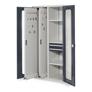 Kappes Vertikalschrank RasterPlan Mod. 81 RAL 7035/7016 Sichtfenstertür mit Ausstattung
