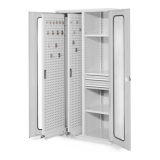 Kappes Vertikalschrank RasterPlan Mod. 81 RAL 7035 Sichtfenstertür mit Ausstattung