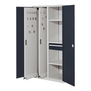 Kappes Vertikalschrank RasterPlan Mod. 82 RAL 7035/7016 Tür innen Lochplatten mit Ausstattung