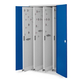 Kappes Vertikalschrank RasterPlan Mod. 83 RAL 7035/5010 Tür innen Lochplatten. mit Ausstattung