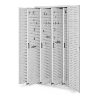 Kappes Vertikalschrank RasterPlan Mod. 83 RAL 7035 Tür innen Lochplatten. mit Ausstattung