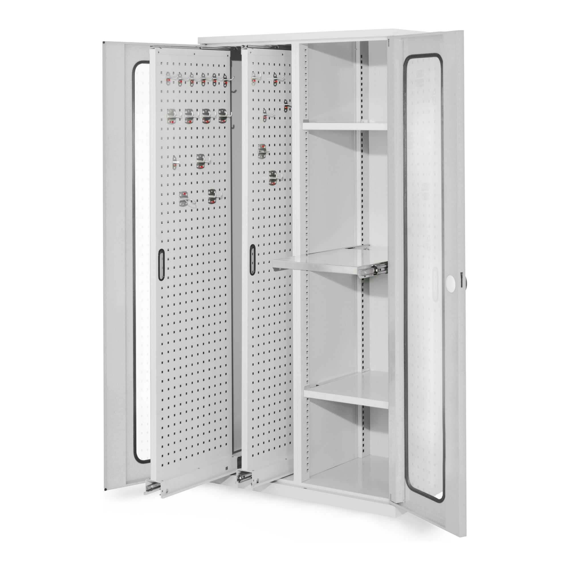 Kappes Vertikalschrank RasterPlan Mod. 84 RAL 7035 Sichtfenstertür mit Ausstattung