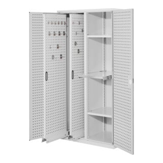 Kappes Vertikalschrank RasterPlan Mod. 84 RAL 7035 Tür innen Lochplatten mit Ausstattung