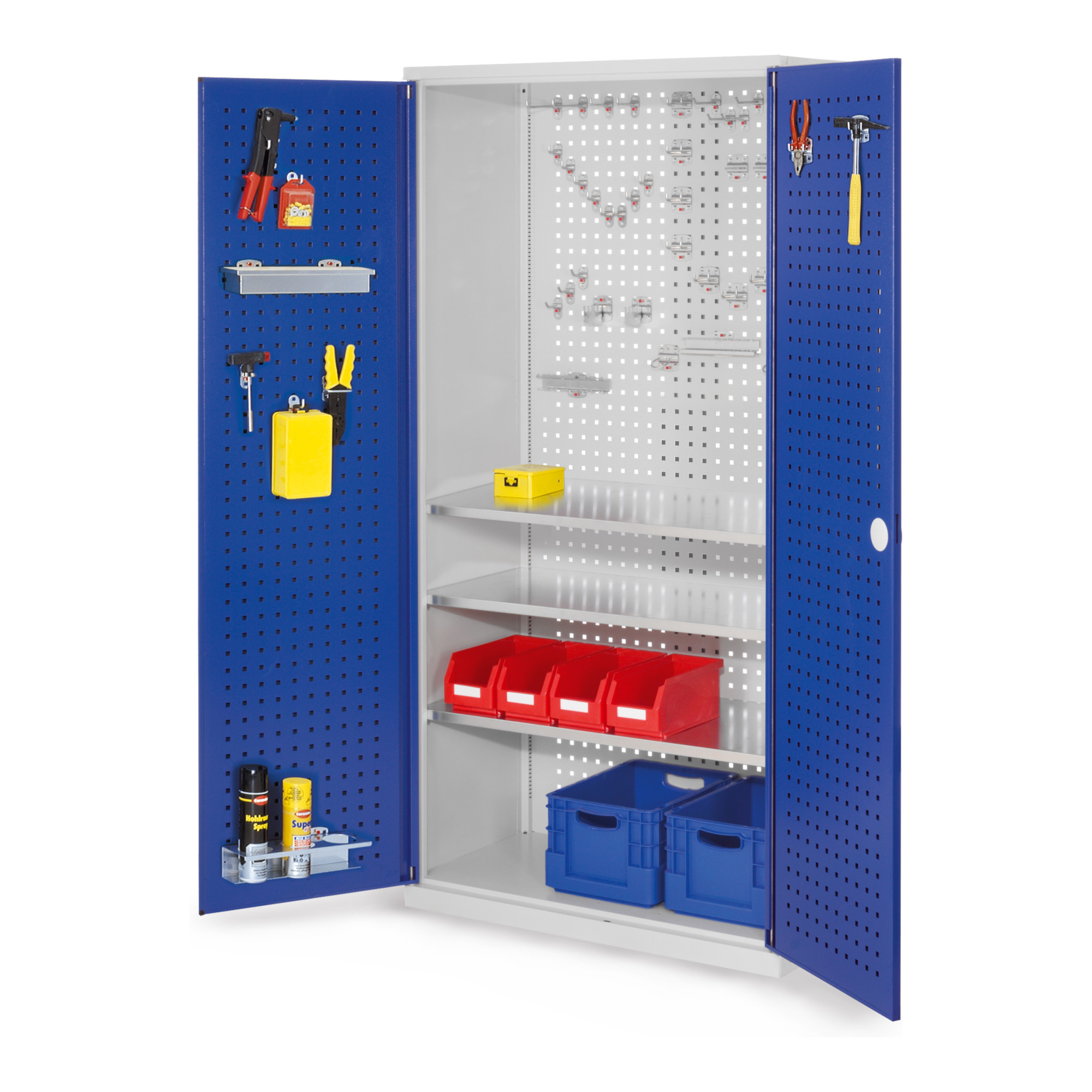 Kappes Werkzeugschrank RasterPlan Mod. 6 T500 mm RAL 7035/5010 Türen innen Lochplatten