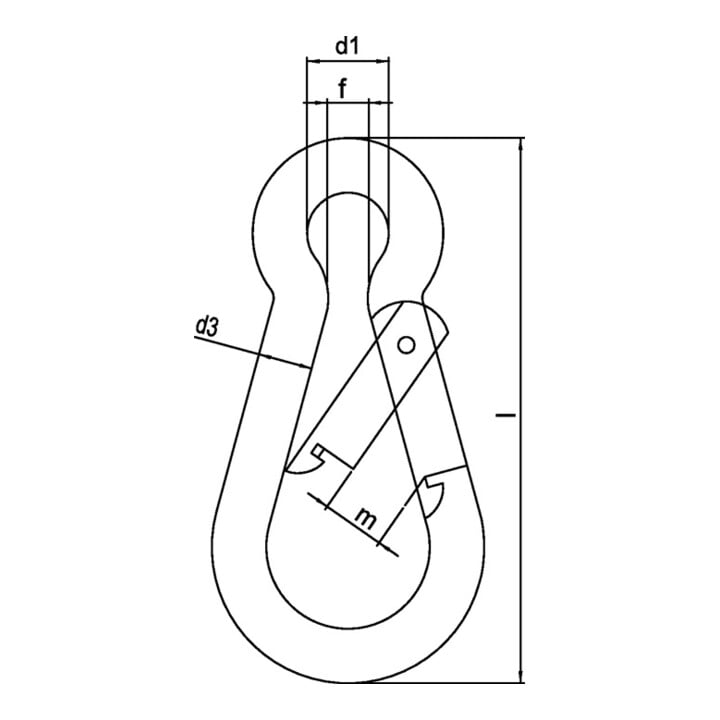 Karabinerhaken DIN 5299,Form C L.60mm Drahtstärke 6mm Trgf. 120kg ZN