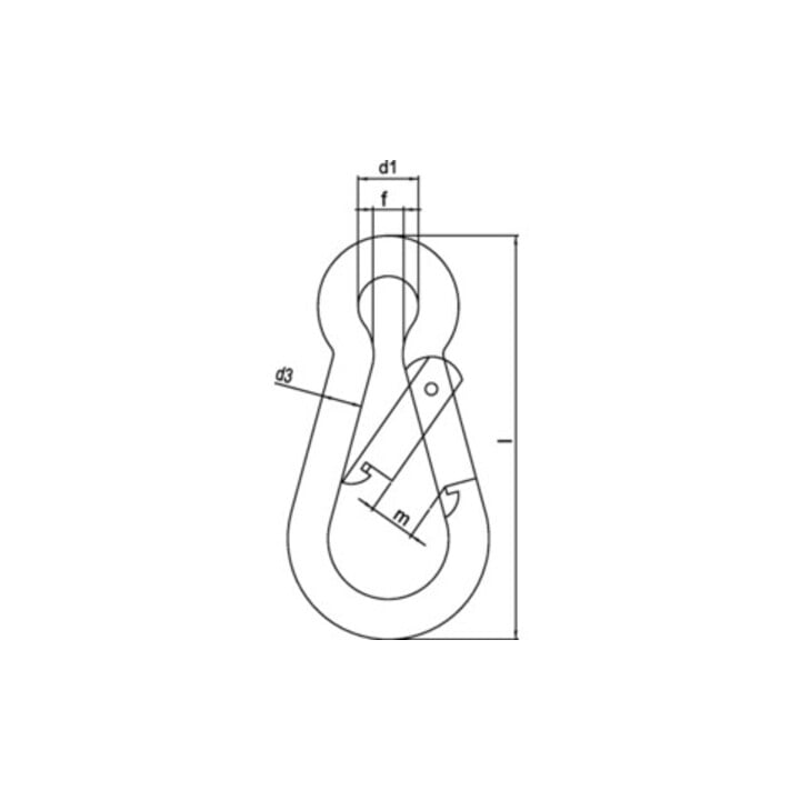 Karabinerhaken DIN 5299,Form C L.80mm Drahtstärke 8mm Trgf. 230kg ZN