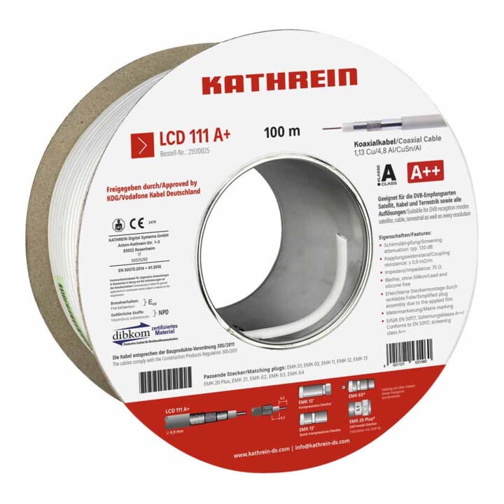 Kathrein Câble coaxial 130 dB, A++ LCD 111 A+/100m Eca