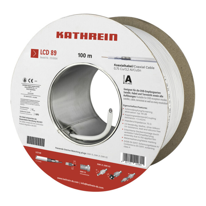 Kathrein Koaxialkabel 90 dB, A LCD 89/100m Eca