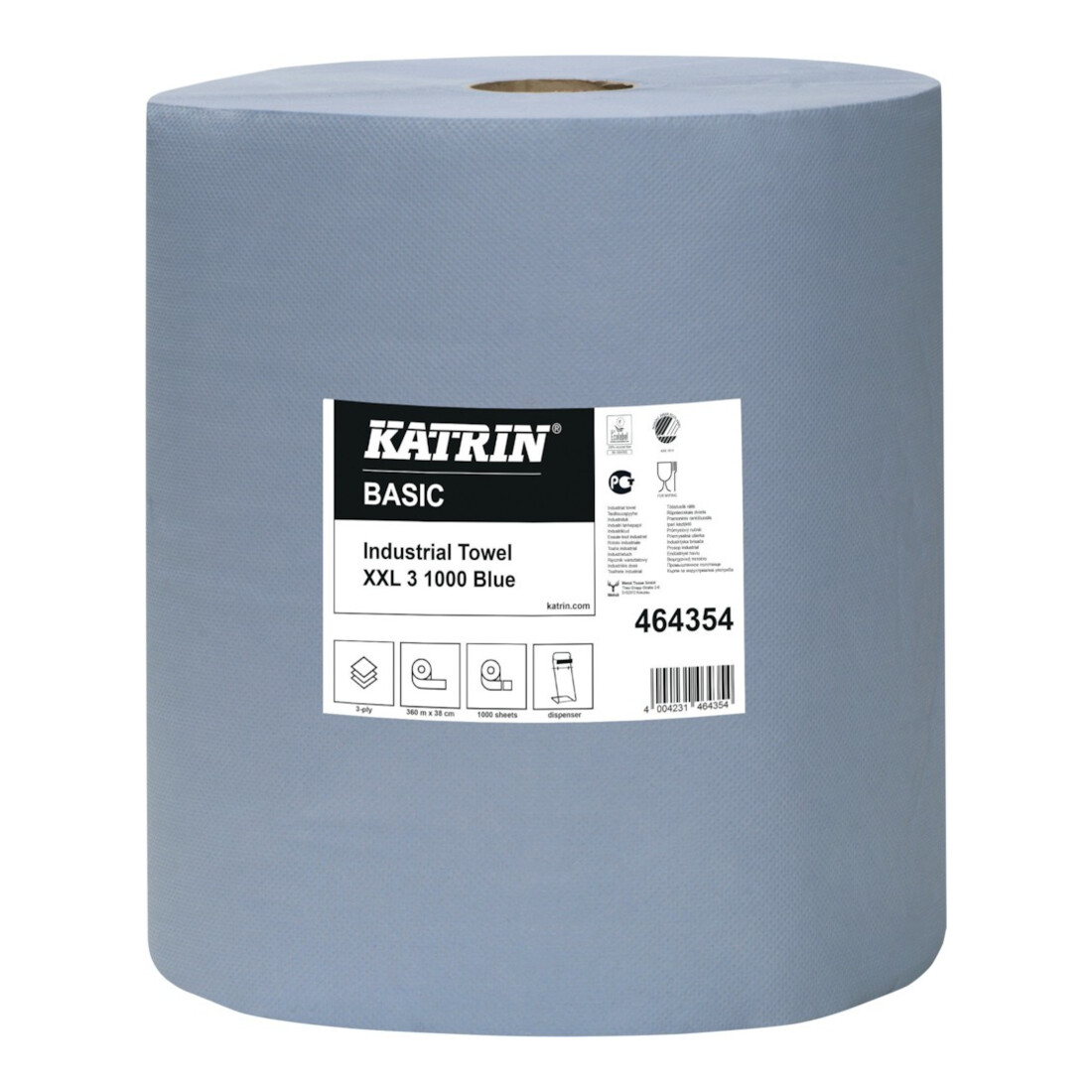 KATRIN Papier d’essuyage 2 plis bleu 1000 feuilles, 38x36 cm