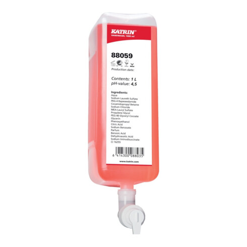 KATRIN Savon liquide pour les mains 6x1 l avec pompe