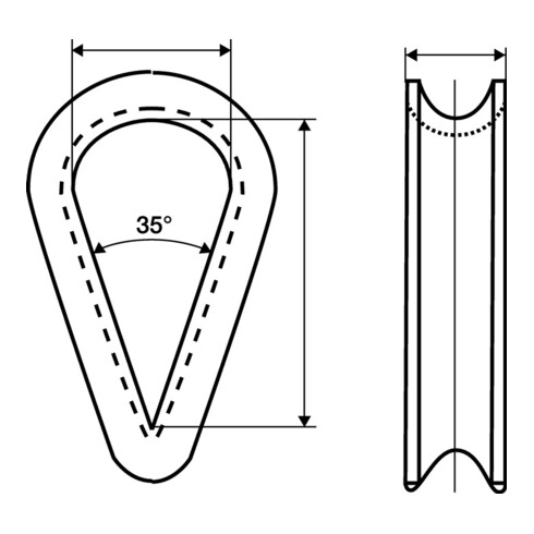 Kausche DIN 6899 Form B 4mm Seil-Nenngröße 3,5mm ZN m.tiefer Rille VE=100 St.