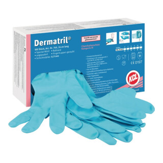 KCL Einweghandschuhe Dermatril 740 Gr.8 blau Nitril EN 374,EN 455 Kat.III