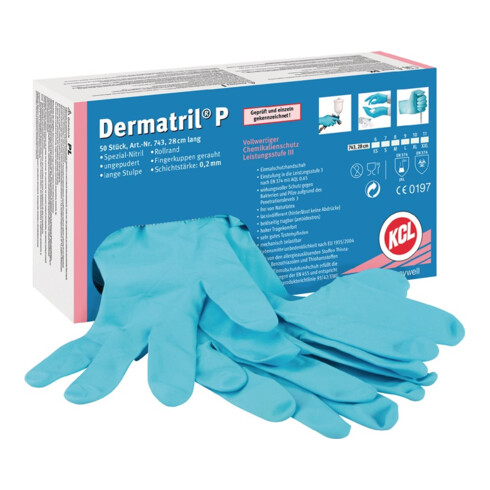 KCL Einweghandschuhe Dermatril P 743 Größe 10 blau Nitril EN 374, EN 455 Kategorie III