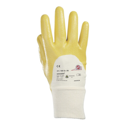 Gants KCL Sahara 100 nitrile avec manchette tricotée jaune