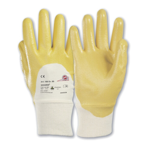 Gants KCL Sahara 100 nitrile avec manchette tricotée jaune