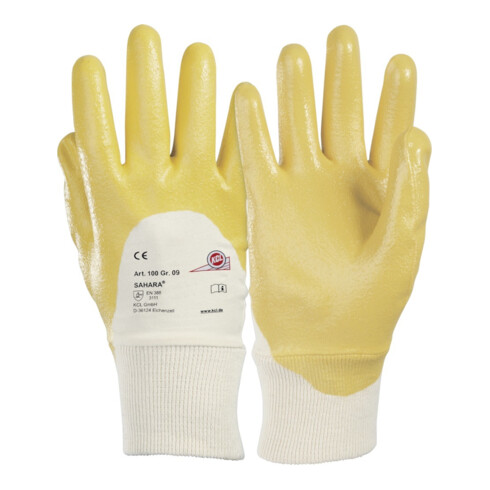 Gants KCL Sahara 100 nitrile avec manchette tricotée jaune