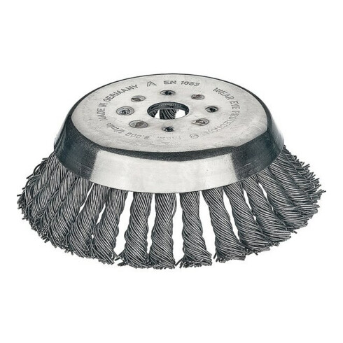 Kegelbürste D.180mm Drahtstärke 0,5mm STA 14mm Bohr.25,4mm 8000min-¹ LESSMANN