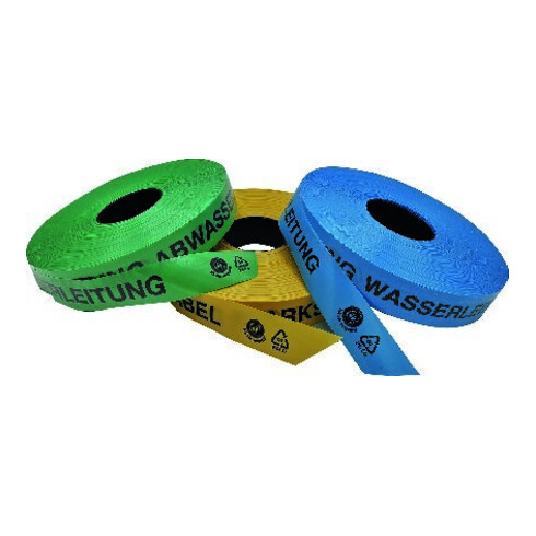 KELMAPLAST Bande de signalisation de tranchée 250 m Attention câble haute tension, au moins 80 % de regranulé, bleu